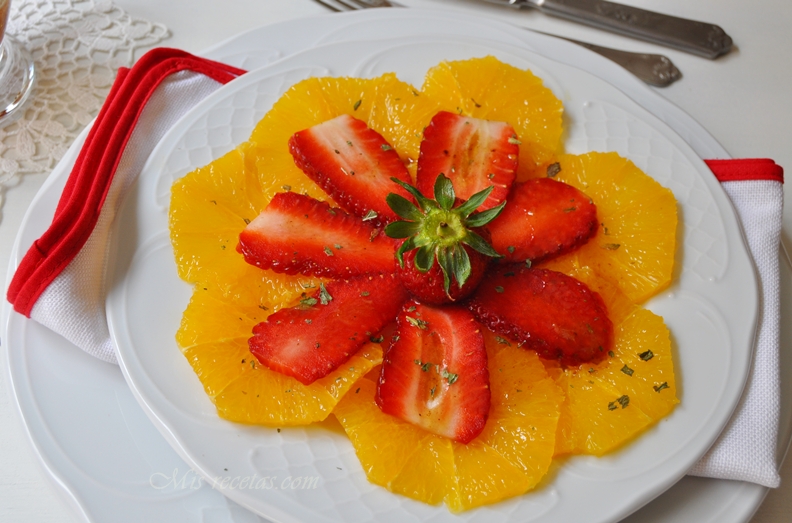 MY RECIPES. COM: Carpaccio of oranges and strawberries